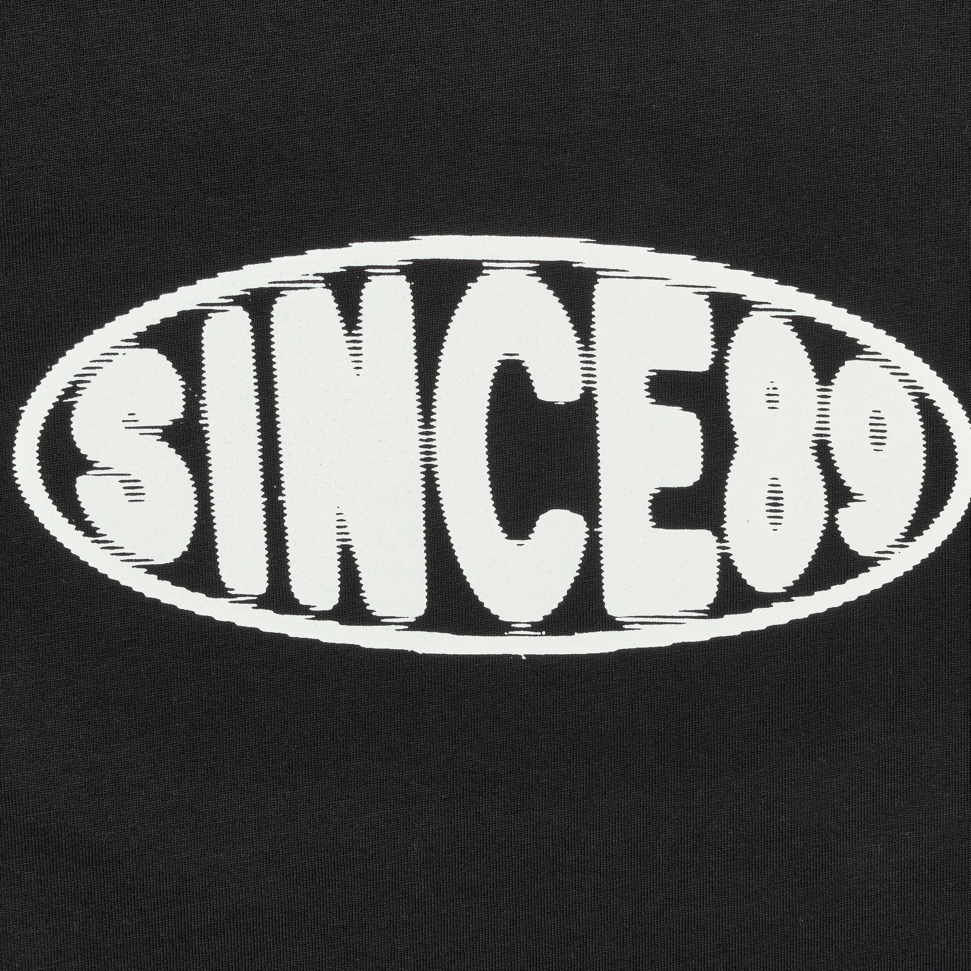 Black t-shirt with 'SINCE89' text in white on a plain background