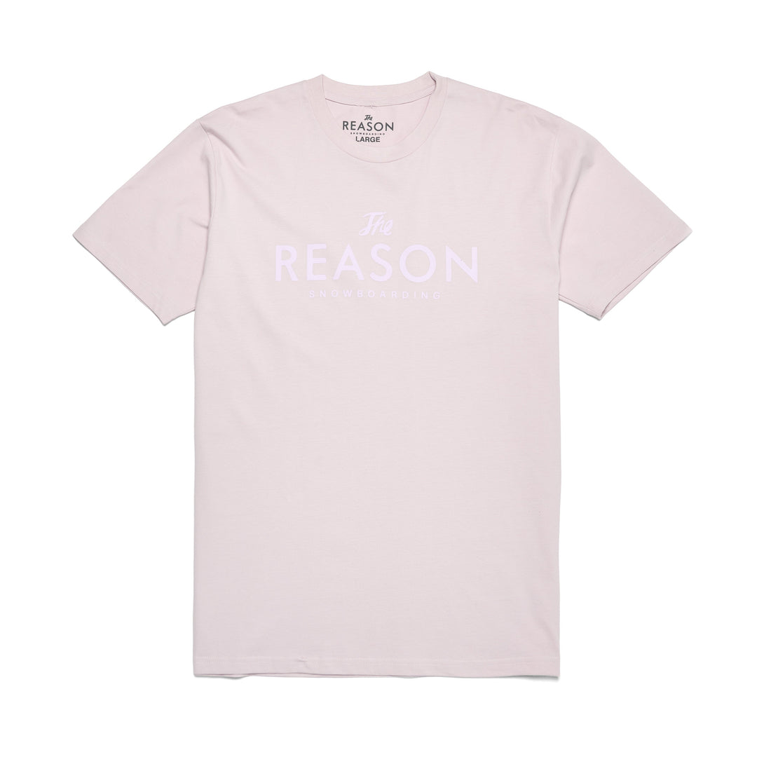 Pink t-shirt with text on a white background