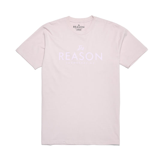 Pink t-shirt with text on a white background