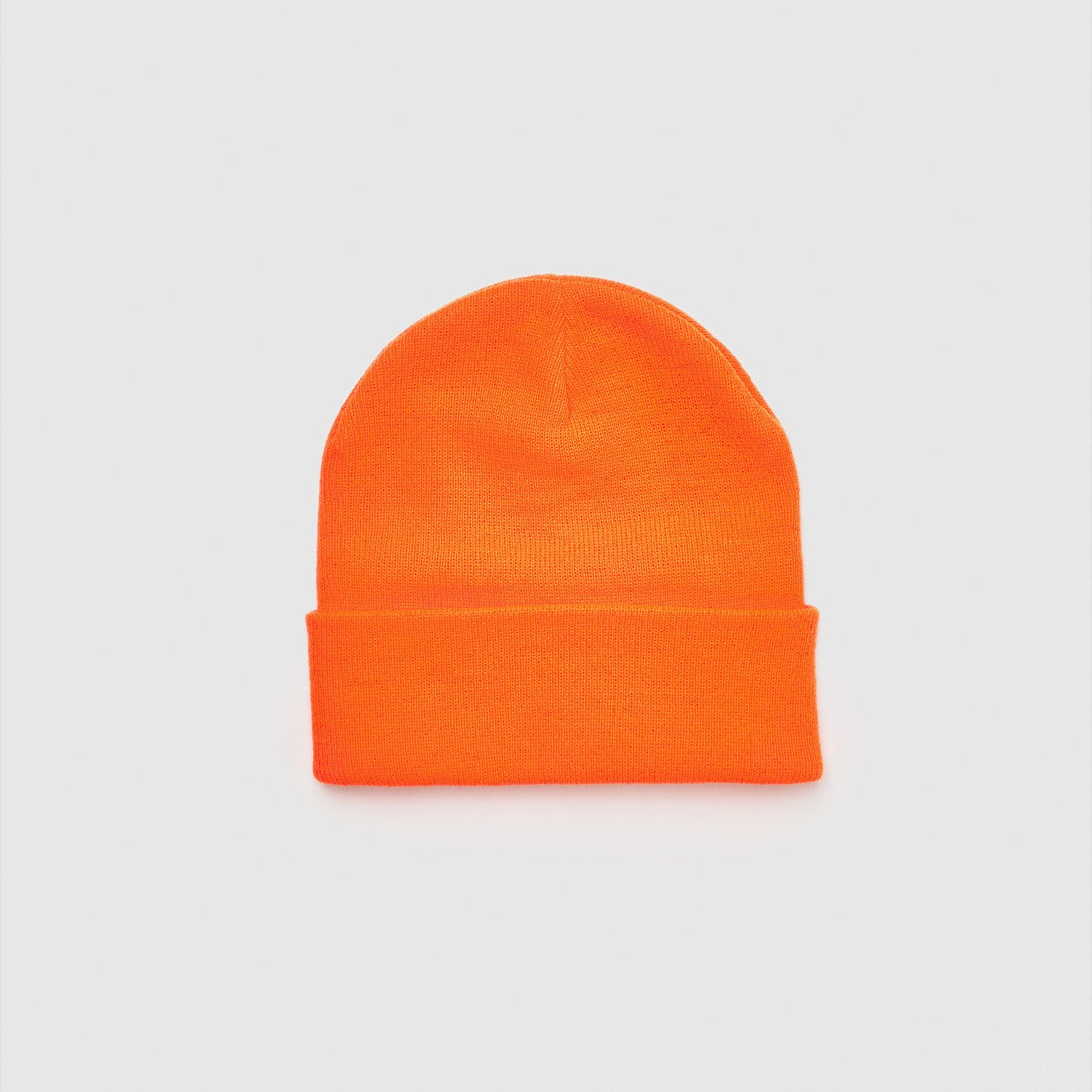 Orange beanie on a light gray background